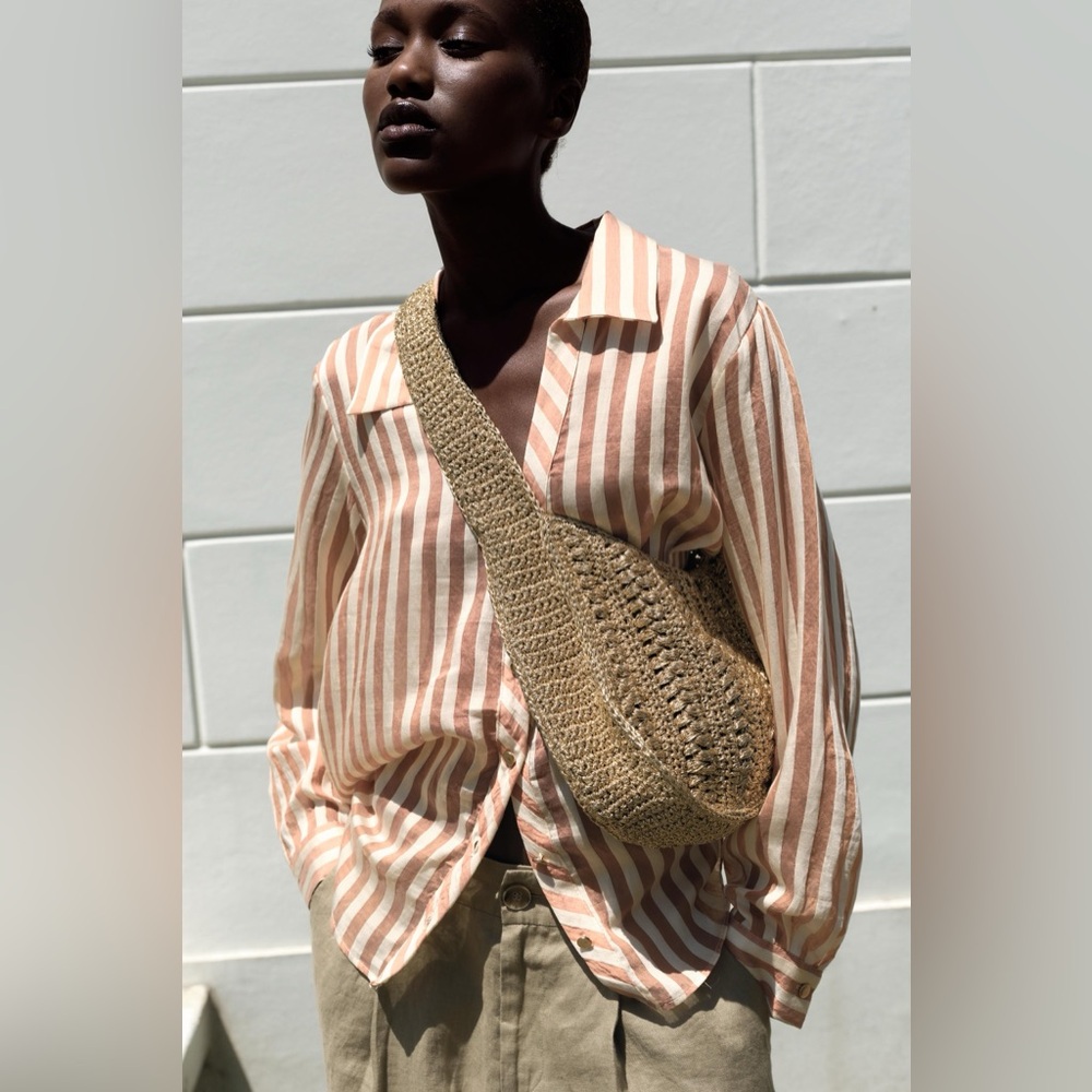ZARA SPARKLY WOVEN TOTE BAG